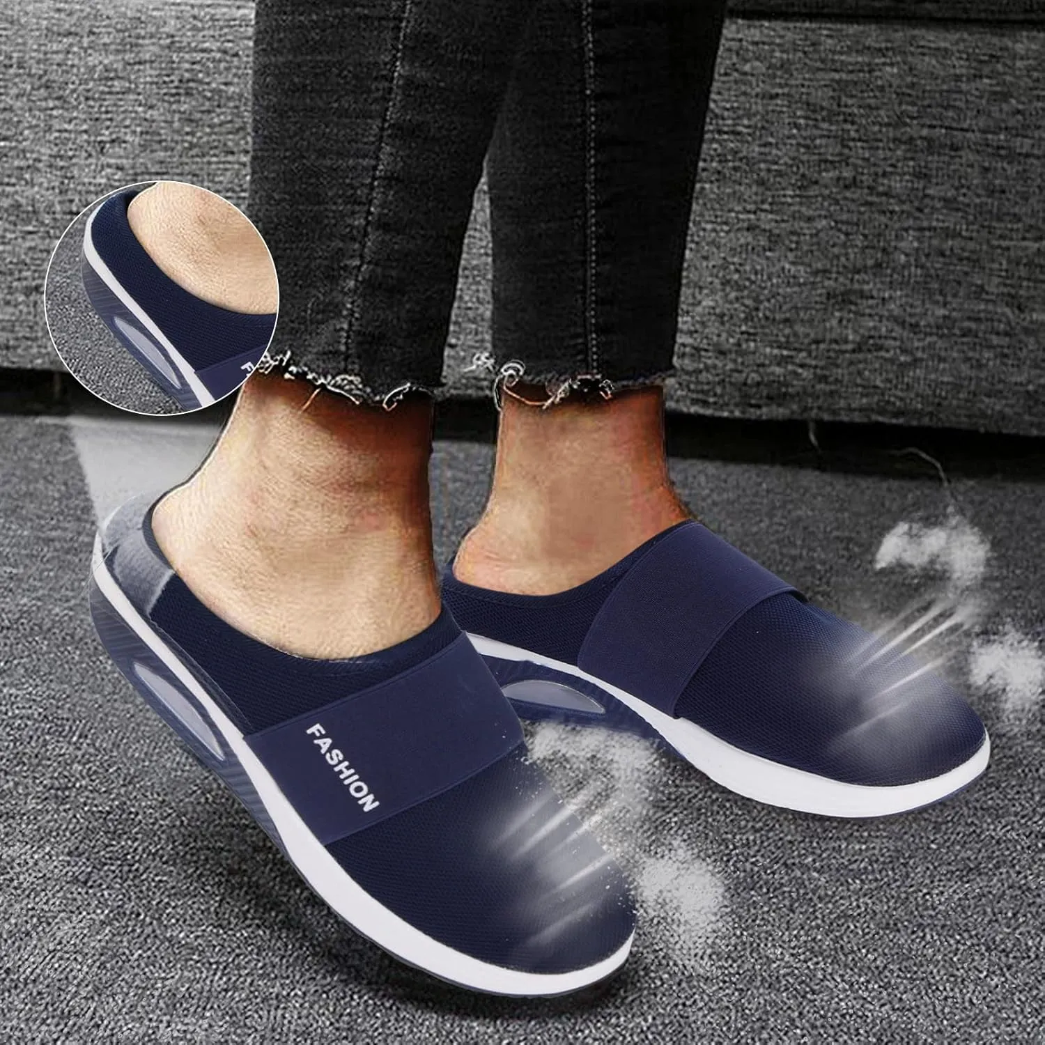 Womens Backless Sneakers Mesh Slip-on Mule Shoes Mens Running Shoes Flat Feet Men's Casual Shoes Platform Sneakers Brown Tennis Shoe Trainers Shoe