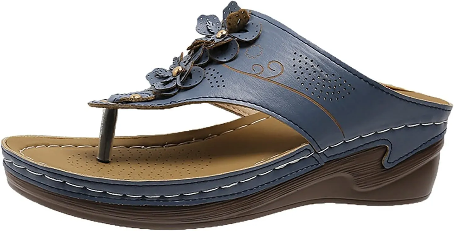 Womens Flip Flops Ladies Yoga Mat Comfortable Walking Thong Sandals Summer Beach Walking Wedge Slip On Slippers for Plantar Fasciitis Indoor Outdoor