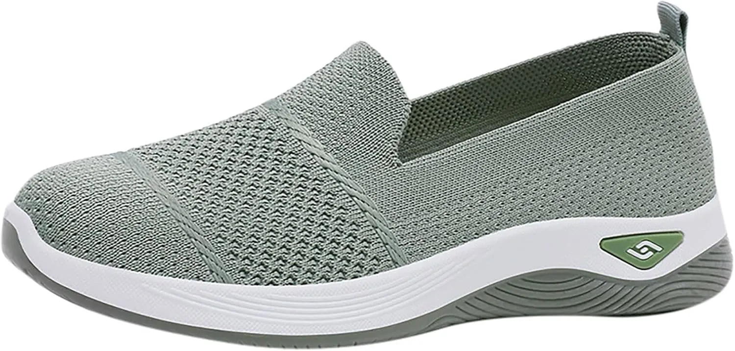 Women's Mesh Flats Shoes Breathable Slip on Shoes Casual Comfort Shoe Plus Size Trendy Shoes Walking Flats Shoe