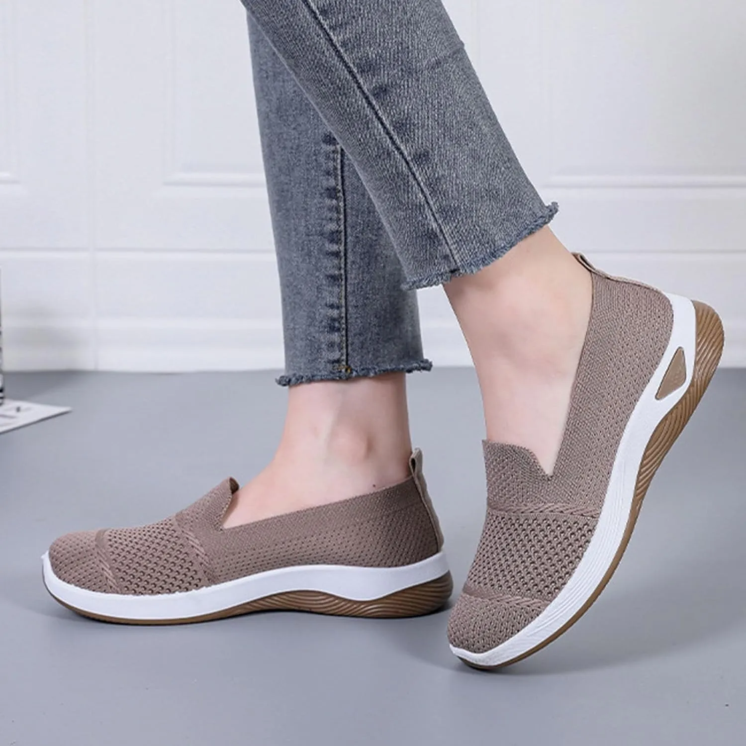Womens Orthopedic Shoes Breathable Mesh Sneakers Slip on Soft Sole Wedge Walking Shoes Dressy Non-Slip Loafers