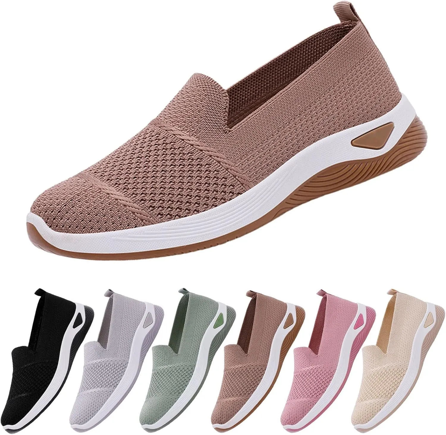 Womens Orthopedic Shoes Breathable Mesh Sneakers Slip on Soft Sole Wedge Walking Shoes Dressy Non-Slip Loafers