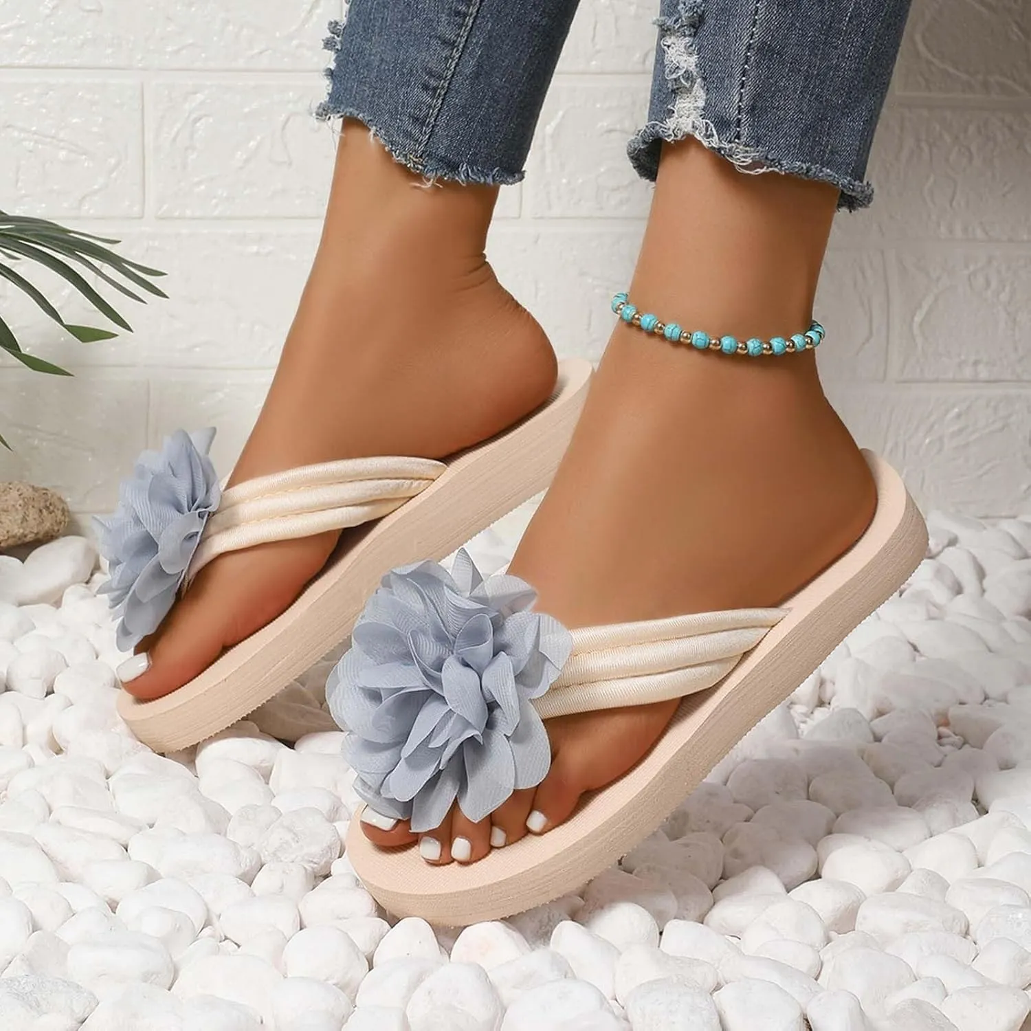 Women's Platform Flip Flops Wedge Sandals Comfortable Soft Cushion Slip on Summer Beach Thong Indoor Outdoor