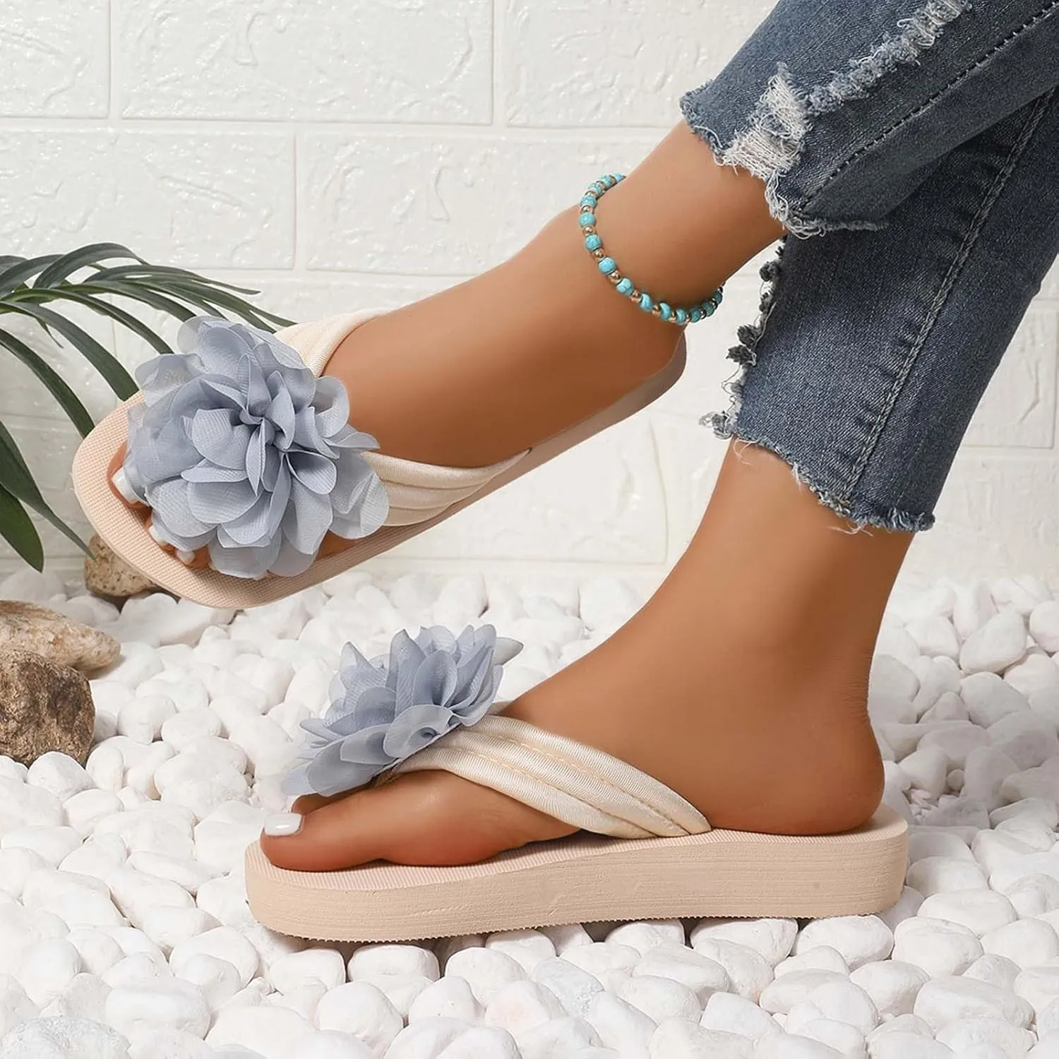 Women's Platform Flip Flops Wedge Sandals Comfortable Soft Cushion Slip on Summer Beach Thong Indoor Outdoor