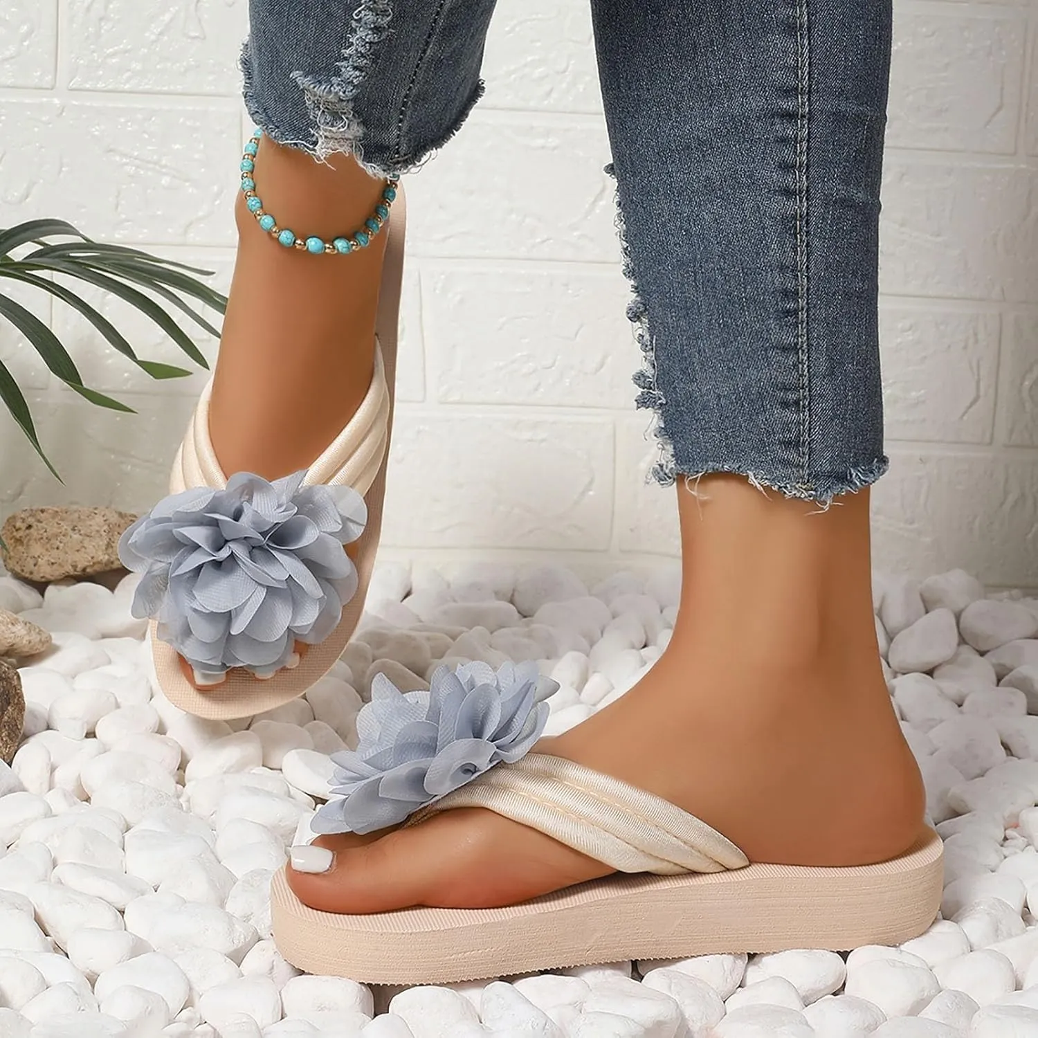 Women's Platform Flip Flops Wedge Sandals Comfortable Soft Cushion Slip on Summer Beach Thong Indoor Outdoor