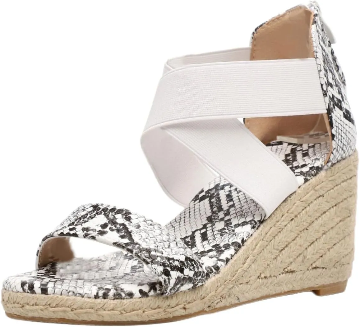 Women's Wedge Sandals Orthopedic Non Slip Platform Wedges Fashion Cross Strappy Back Zipper Shoes Ladies Elegant Walking Shoes for Summer, Beach, Hiking & Casual Wear