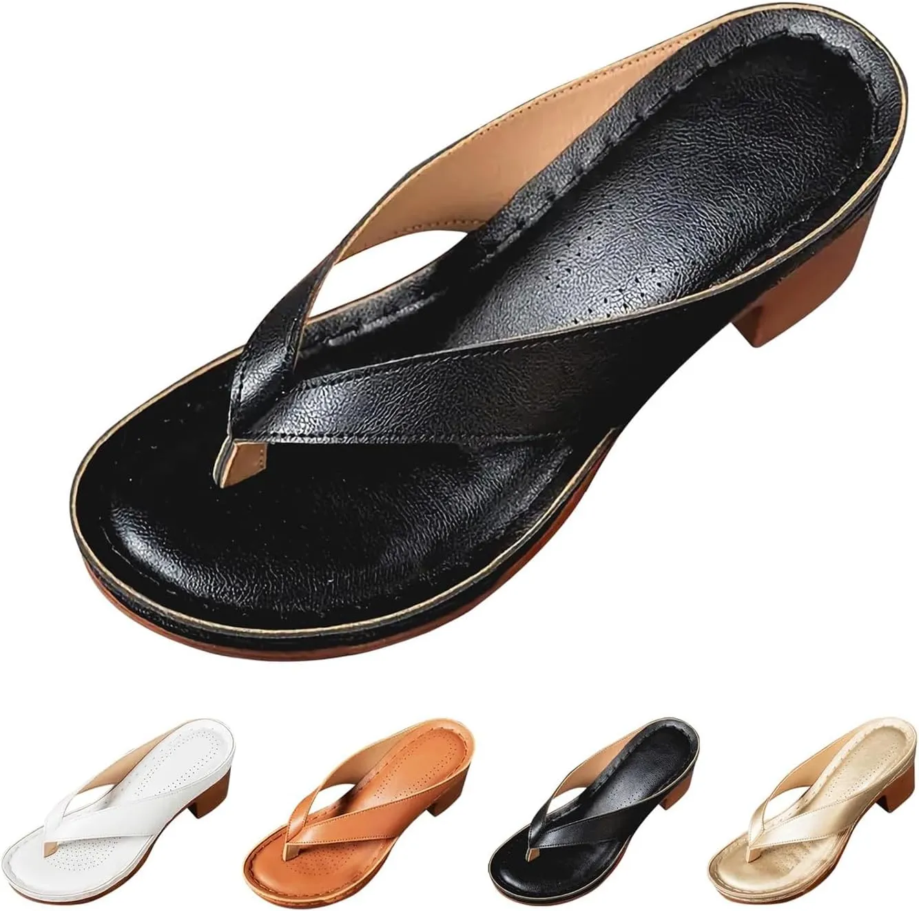 ZWRXW Flip Flops for Women with Arch Support Wedges Flip Flop Slide Sandal Comfortable Casual Summer Beach Thong Sandals Slip On Orthopedic Sandal Slip-On Slippers